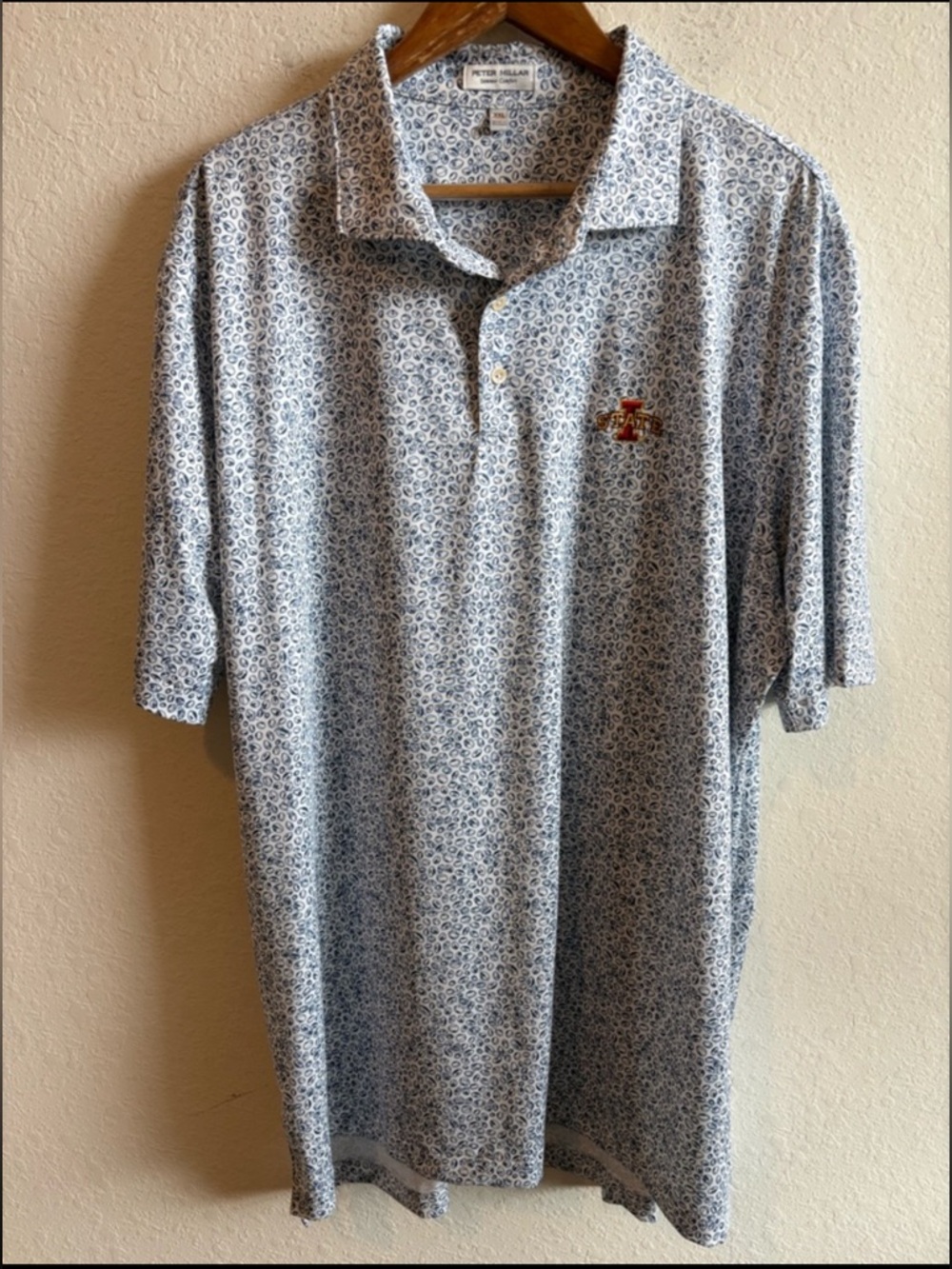 Peter Millar Football Short Sleeve Mens Polo Iowa State XL